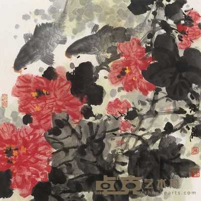 陈永锵 鱼乐图 镜片 66×67cm